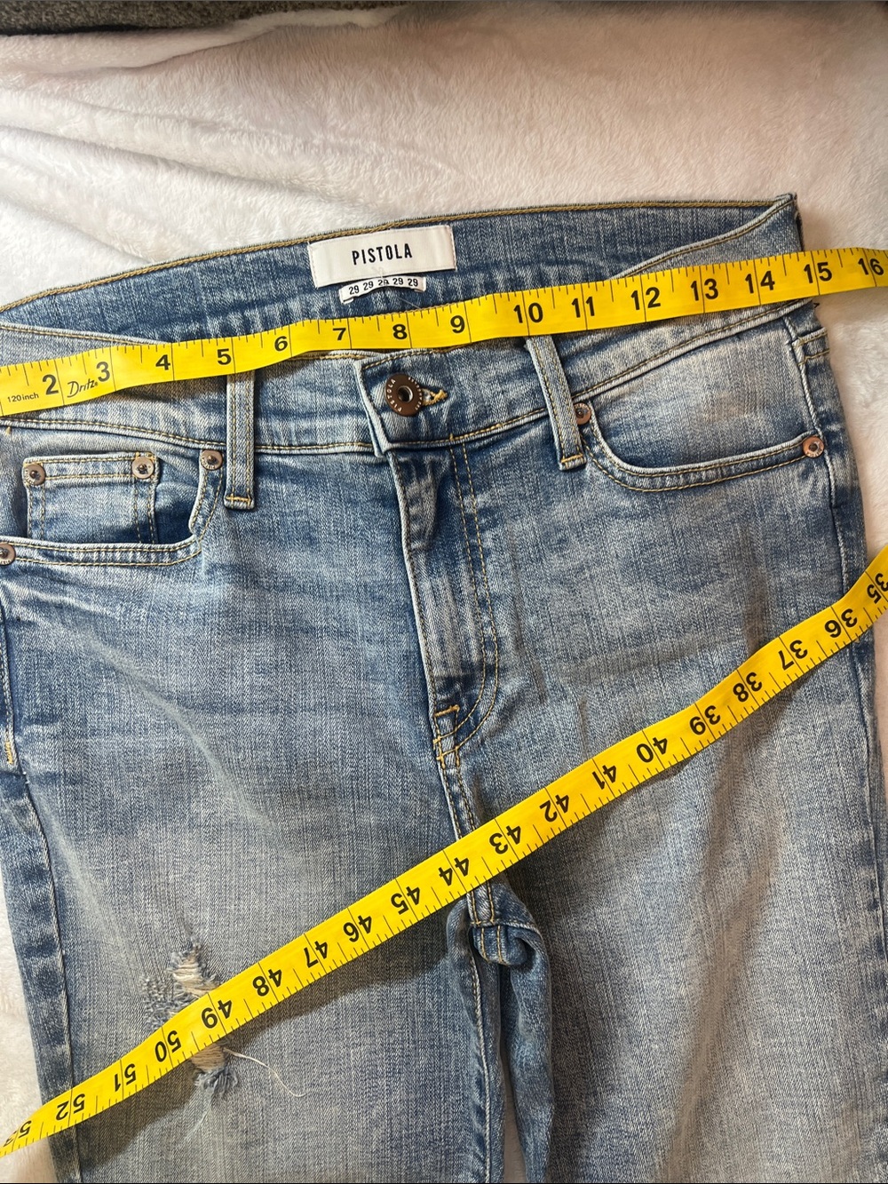 pistola Faded Light Blue skinny Jeans with Subtle Distress